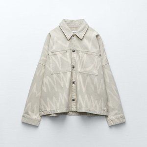 Zara Print Denim Shacket / Jacket